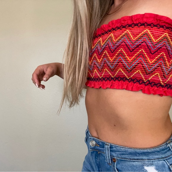 Multicolored ruched crop tube top - Picture 4 of 5
